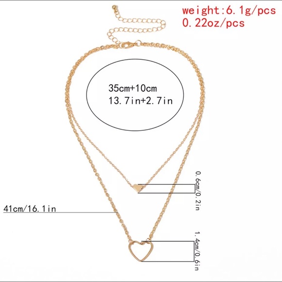 3/$30 Double Heart Layered Chain Necklace - Picture 5 of 6